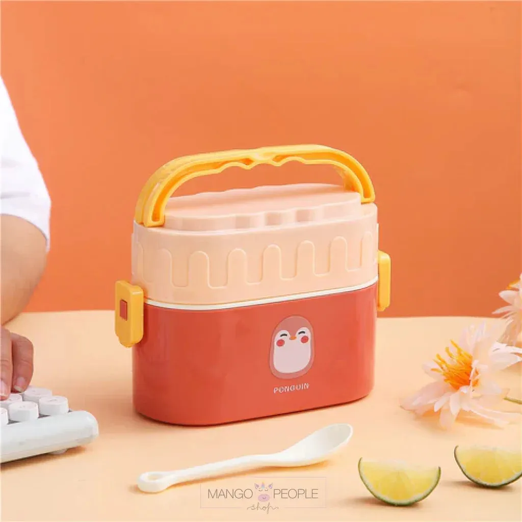 TWO TIER AIR TIGHT LUNCH BOX WITH HANDLE & PUSH LOCK - 950ML
