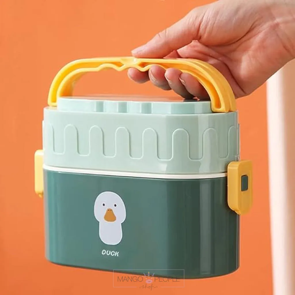 TWO TIER AIR TIGHT LUNCH BOX WITH HANDLE & PUSH LOCK - 950ML