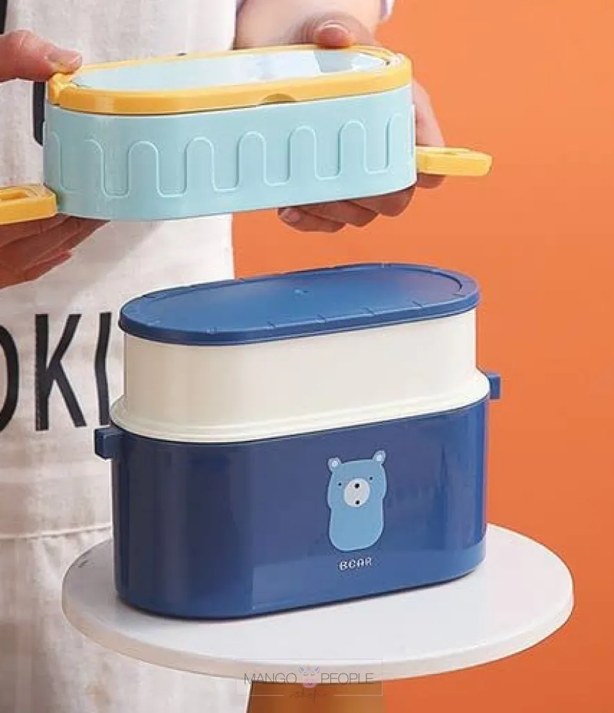 TWO TIER AIR TIGHT LUNCH BOX WITH HANDLE & PUSH LOCK - 950ML