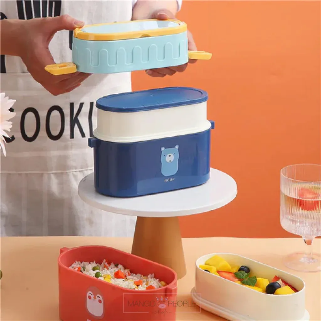 TWO TIER AIR TIGHT LUNCH BOX WITH HANDLE & PUSH LOCK - 950ML