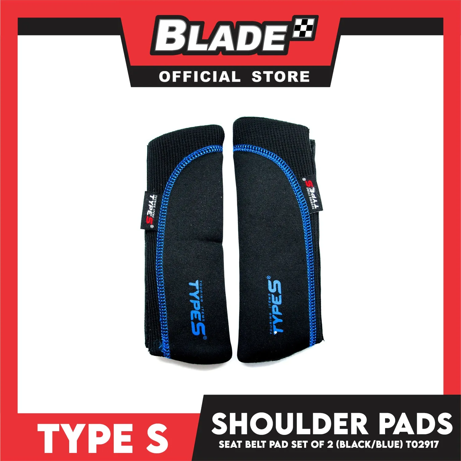 Type S Seat Belt Pad Set of 2 T02917 (Black/Blue)