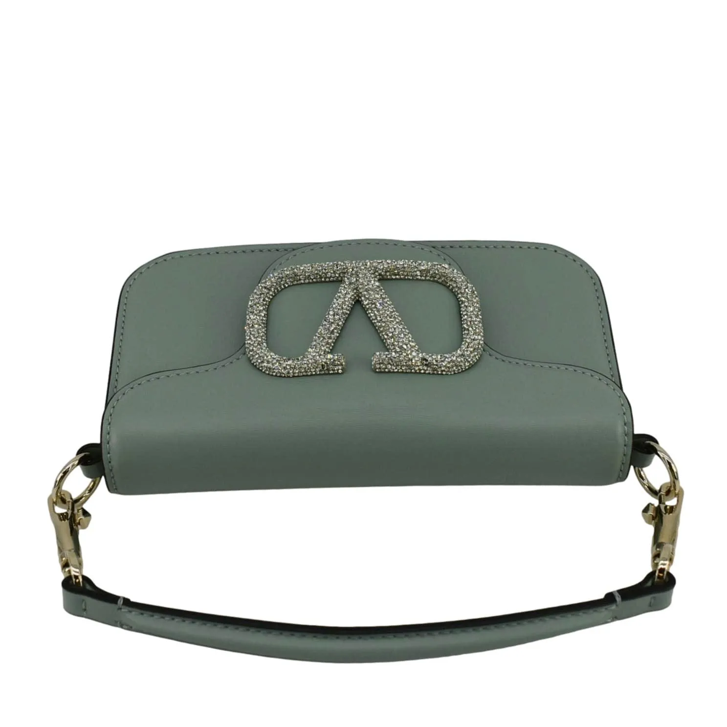 VALENTINO Jewel Logo Loco Small Leather Shoulder Bag Green
