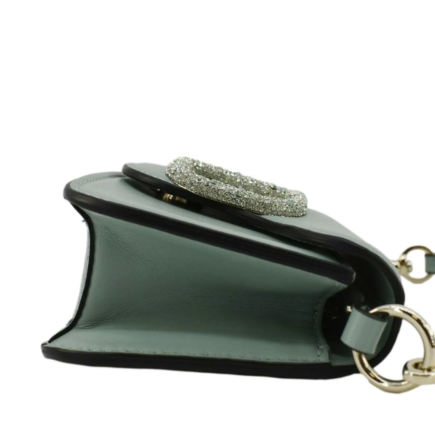 VALENTINO Jewel Logo Loco Small Leather Shoulder Bag Green