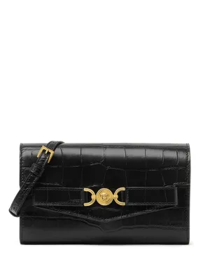 Versace Mini Bag Calf Embossing Croco in Black-Versace Gold
