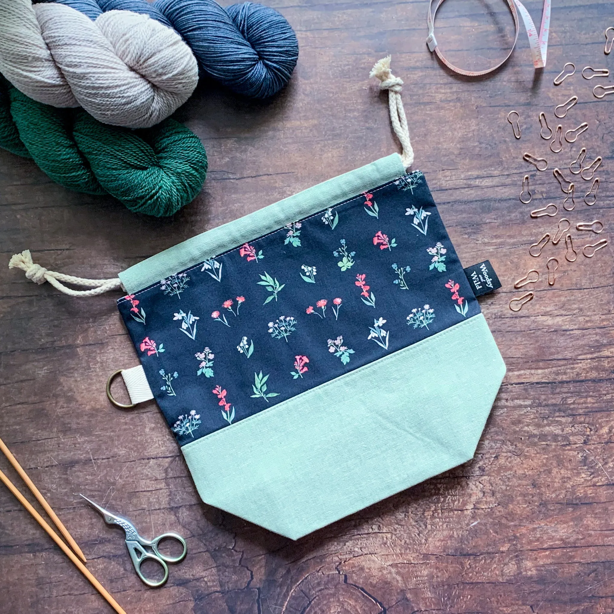 *Wildflowers* Knitting Project Bag- Ready to Ship