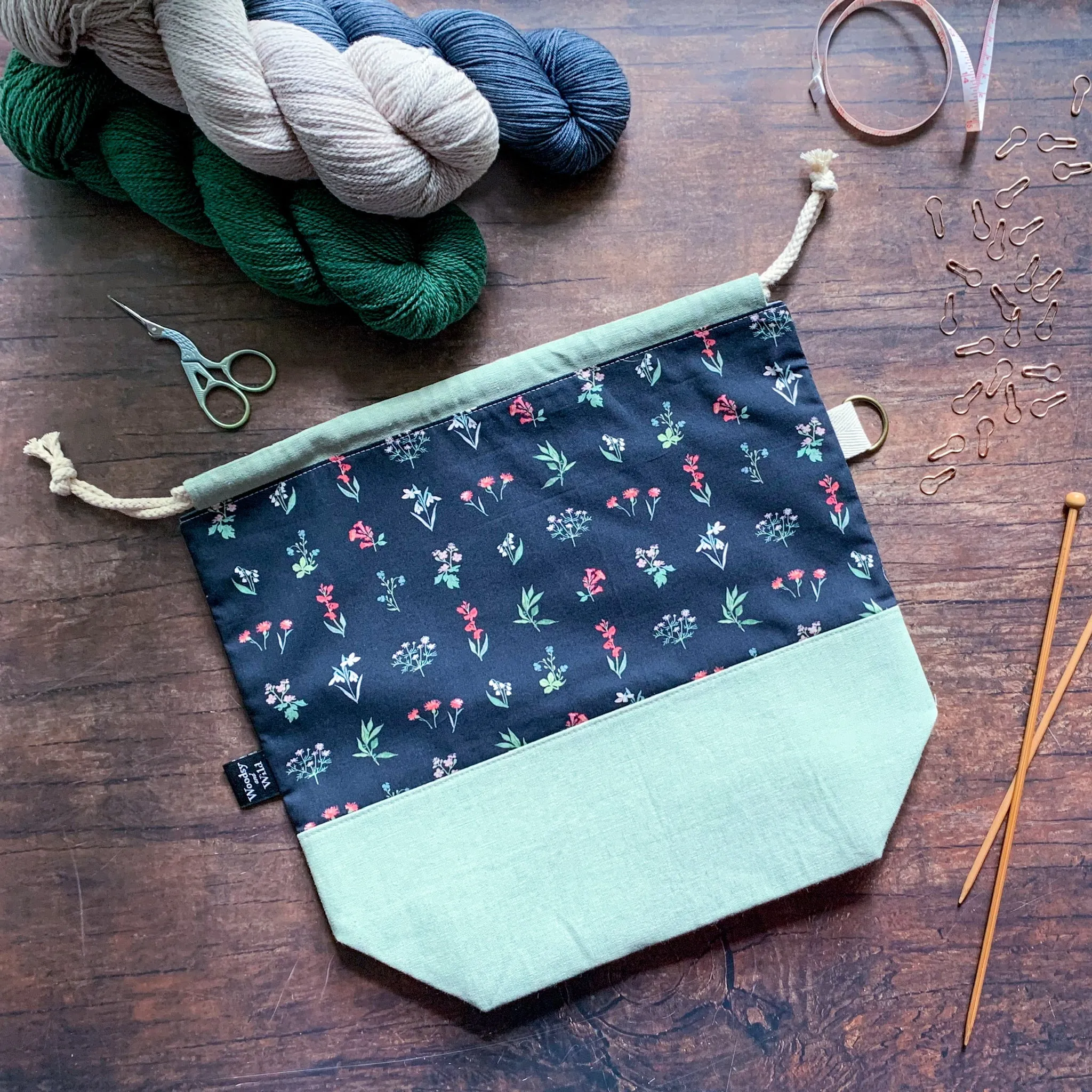 *Wildflowers* Knitting Project Bag- Ready to Ship