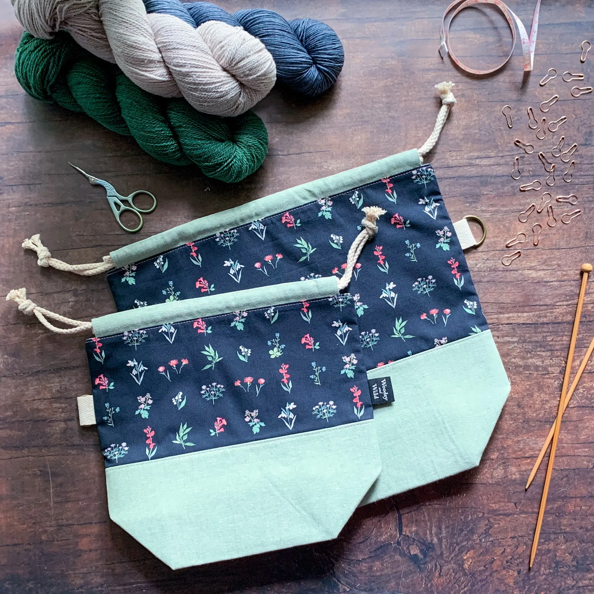 *Wildflowers* Knitting Project Bag- Ready to Ship