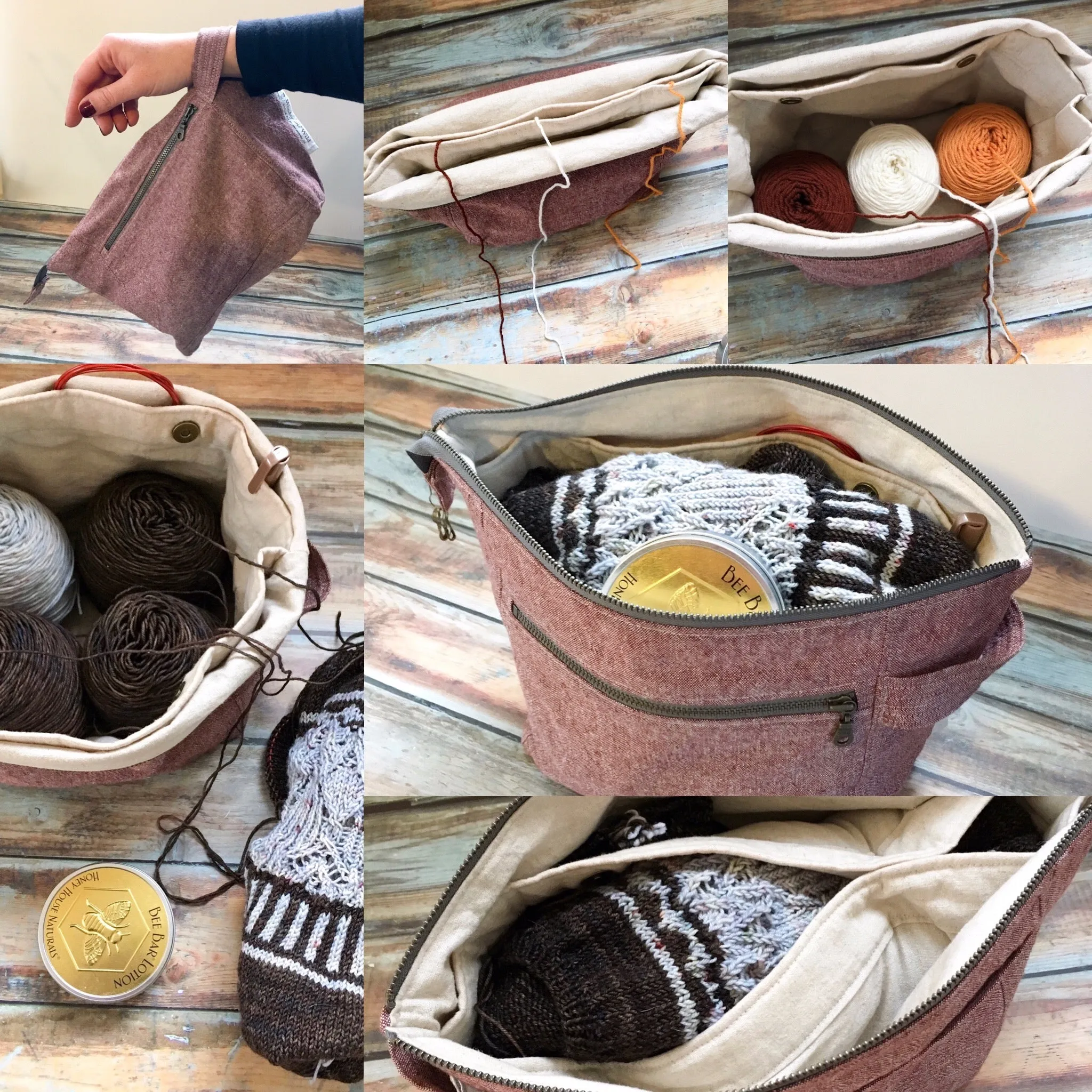 Woodsy and Wild Birch Bag- Late Winter Collection Zippered Knitting Project Bag
