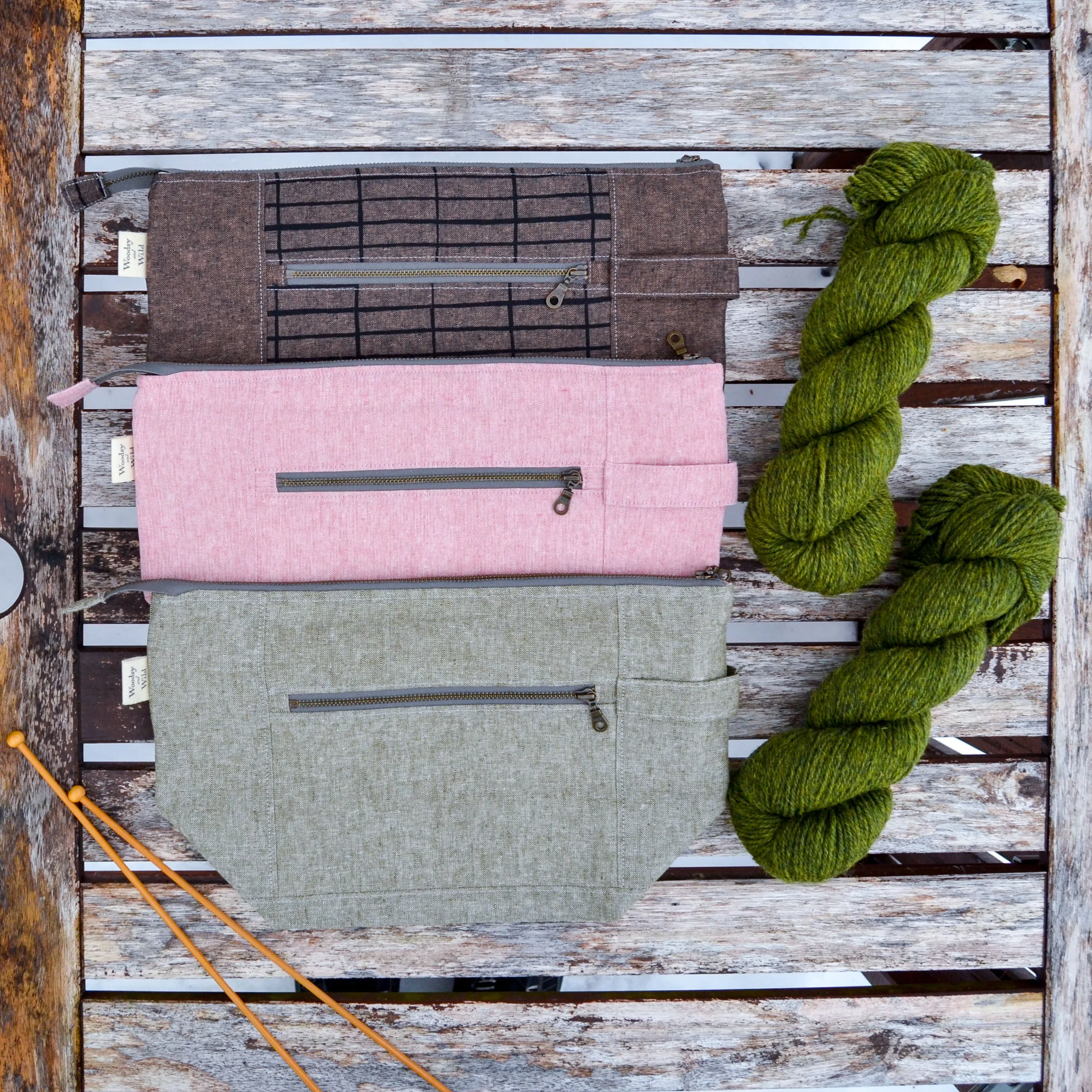 Woodsy and Wild Birch Bag- Late Winter Collection Zippered Knitting Project Bag