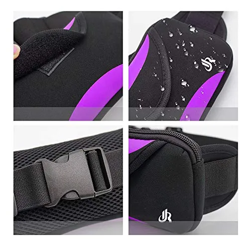 Y&R Direct Running Belt, Bounce Free Pouch Bag, Fanny Pack Workout Belt Sports Waist Pack Belt Pouch for Apple iPhone XR XS 8 X 7  Samsung Note Galaxy in Running Walking Cycling Gym-05BK (Purple-01)