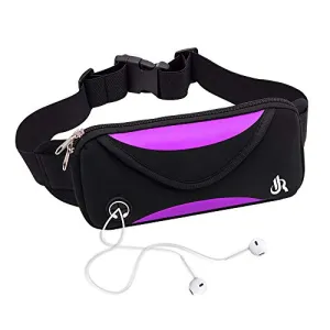 Y&R Direct Running Belt, Bounce Free Pouch Bag, Fanny Pack Workout Belt Sports Waist Pack Belt Pouch for Apple iPhone XR XS 8 X 7  Samsung Note Galaxy in Running Walking Cycling Gym-05BK (Purple-01)