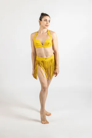 Yellow Leather Fringe