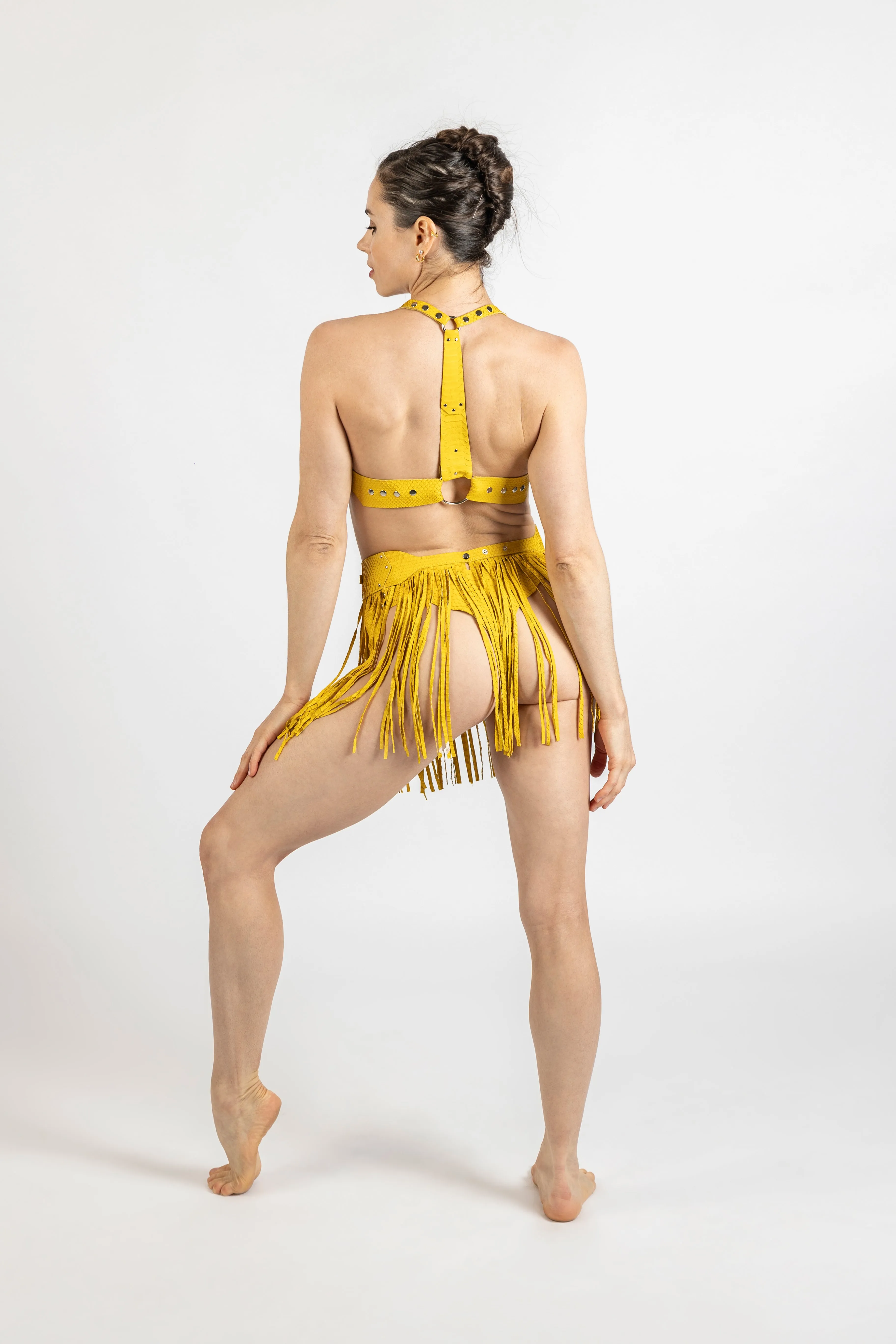 Yellow Leather Fringe