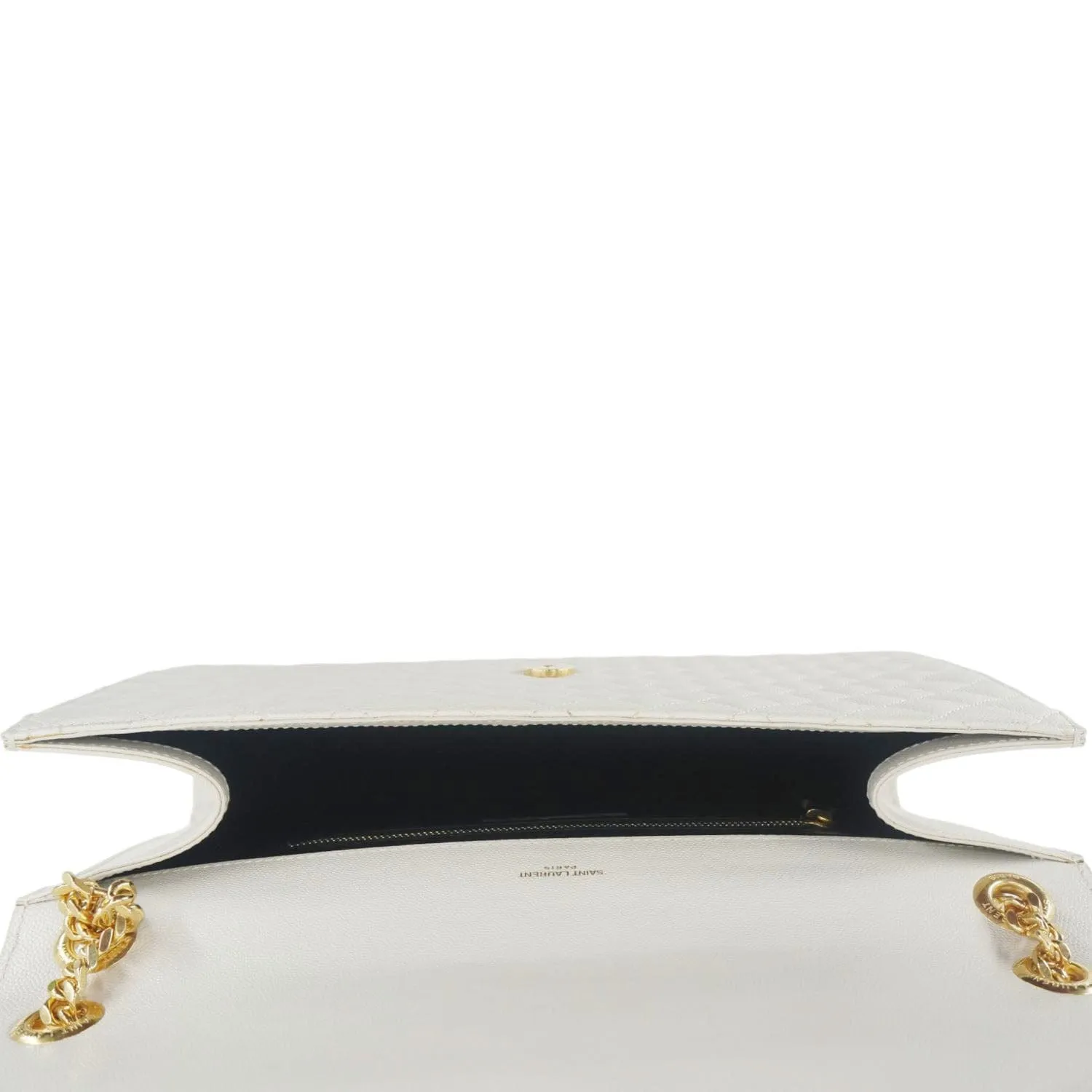 YVES SAINT LAURENT Envelope Large Mixed Matelasse Leather Shoulder Bag White