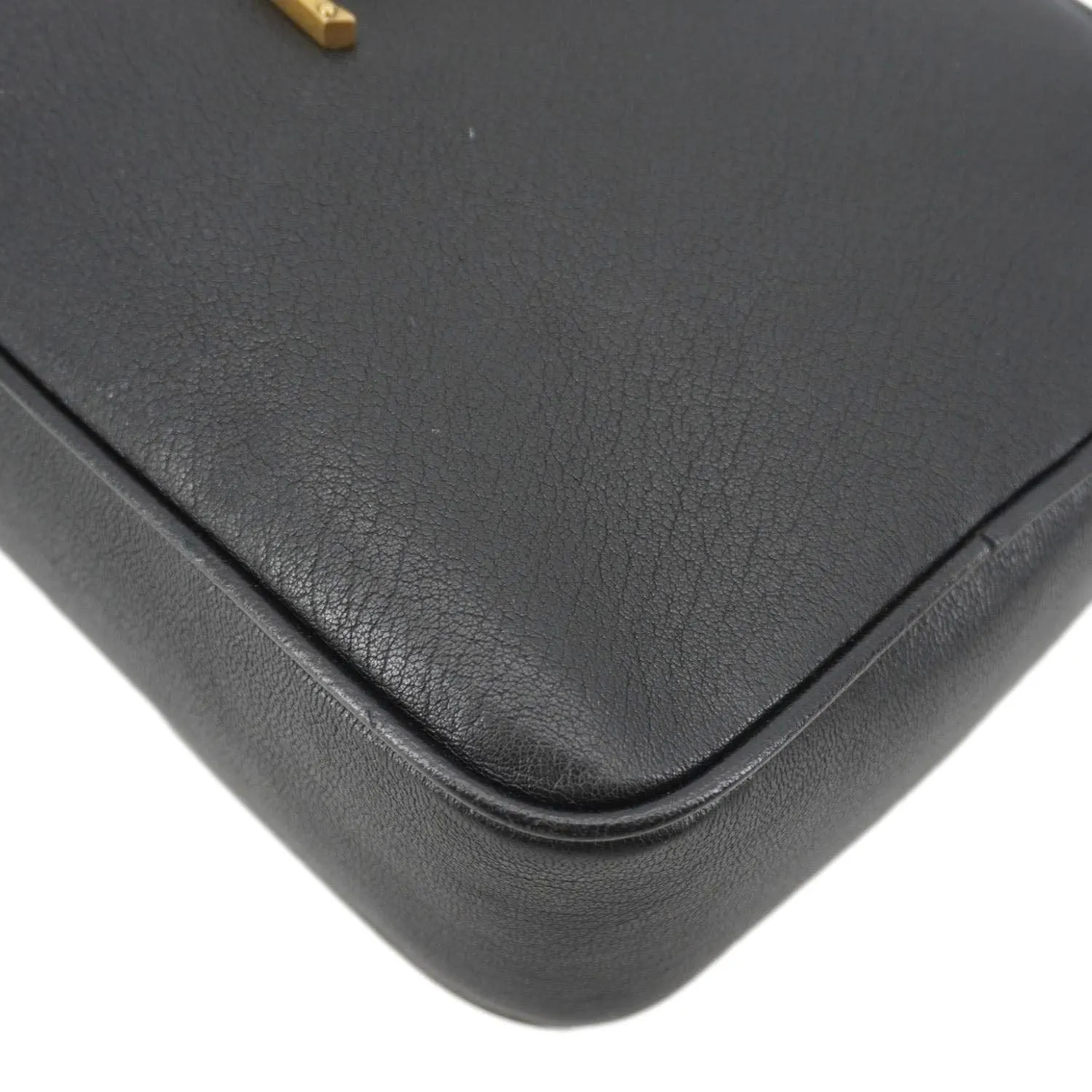 YVES SAINT LAURENT Lou Grained Leather Camera Crossbody Bag Black