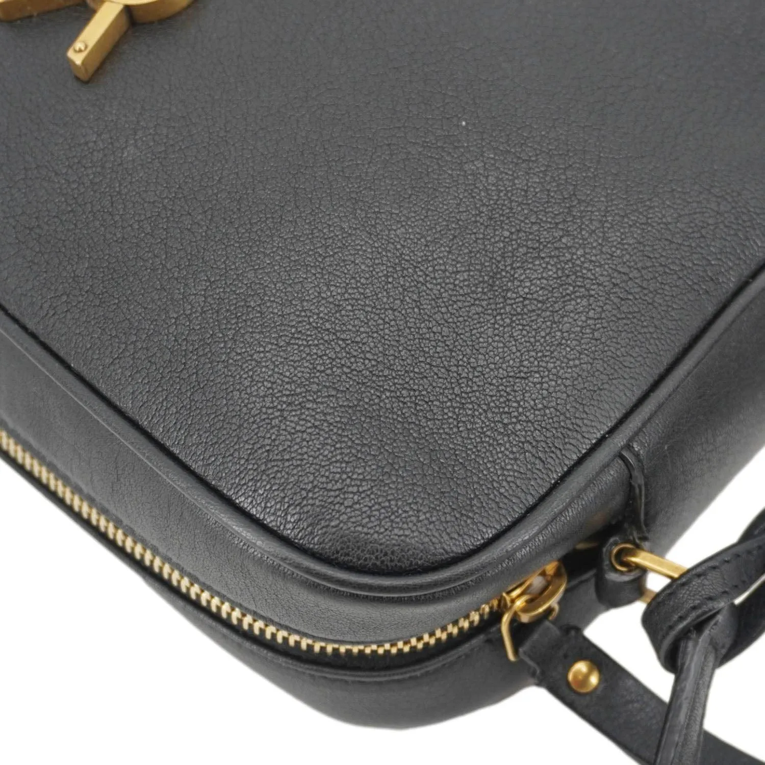 YVES SAINT LAURENT Lou Grained Leather Camera Crossbody Bag Black
