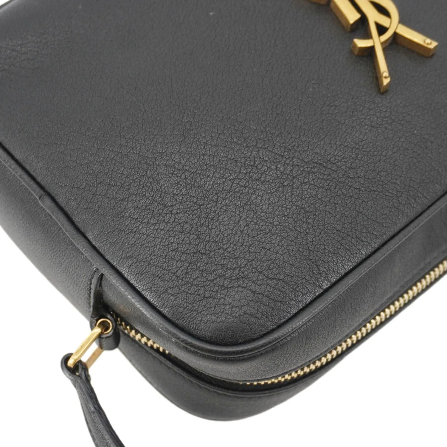 YVES SAINT LAURENT Lou Grained Leather Camera Crossbody Bag Black